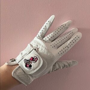 White Perforated Gloves with Cartoon Patch Disney water repellent sport gloves